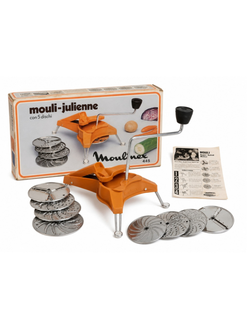 Vintage Moulinex Mouli-Julienne 445 Manual Salad Maker Vegetable Slicer Grater 5